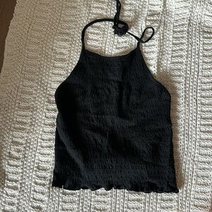AE Black Stretch TieBack Halter Top - MEDIUM